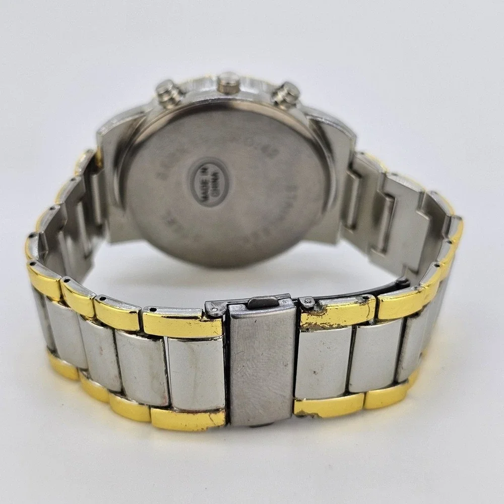 Mens Watch 45MM Gray Dial Gold Bezel Gold Gray Band 7.5